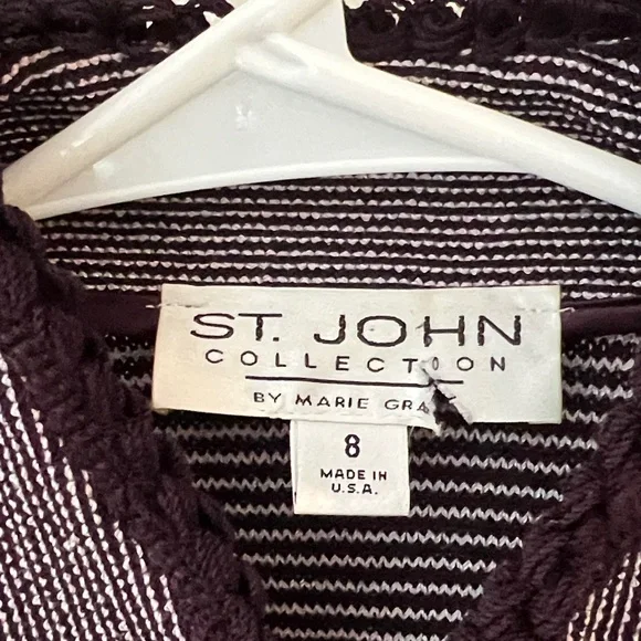 St. John Striped Knit Cardigan in Black and White - Picture 2 of 8